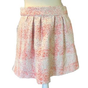 ZARA Cream and Neon Pink Tweed Knit Mini Skirt. Size Medium.